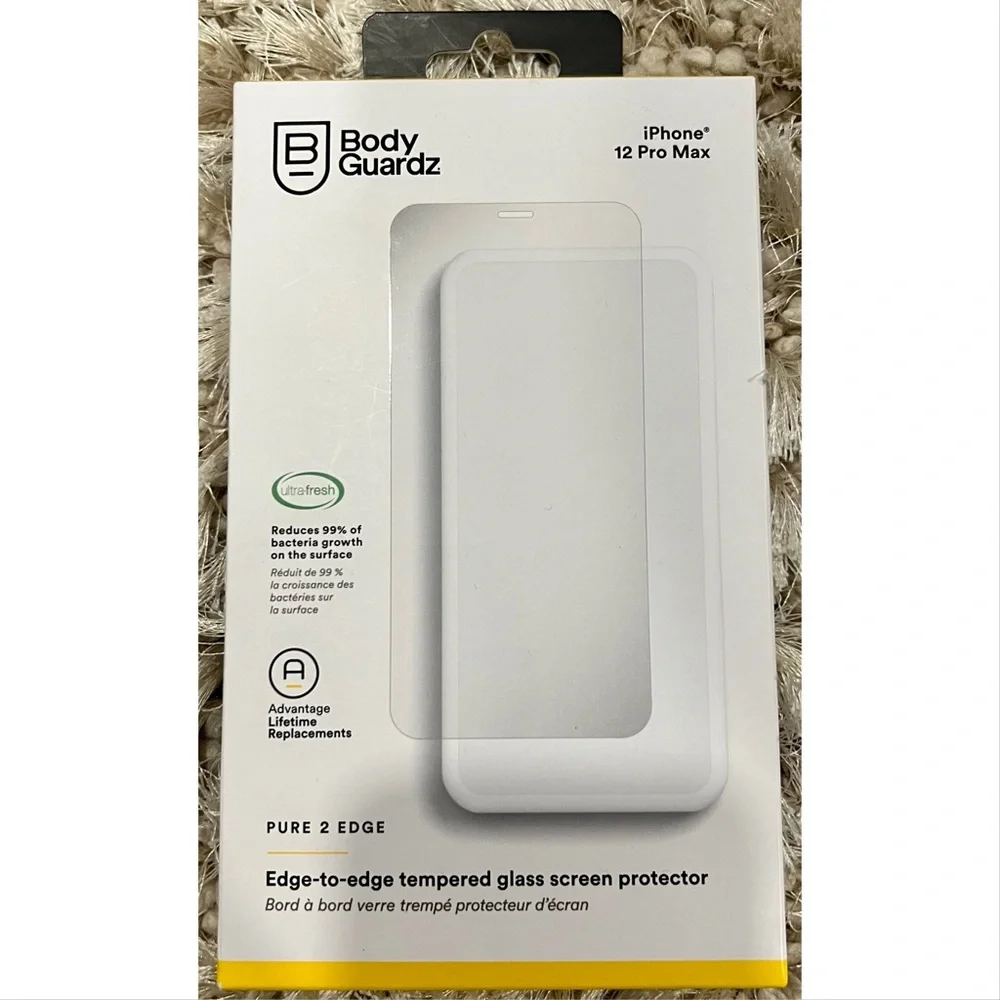 NEW | BodyGuardz Pure 2 Edge Tempered Glass Screen Protector iPhone 12 Pro Max
